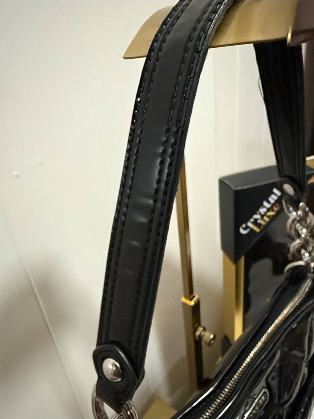 Coach Poppy Liquid Gloss Black Quilted Leather Bag with Silver Hardware - Picture 2 of 16